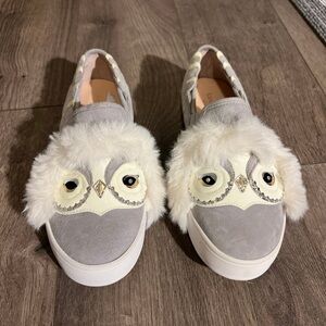 Gray and White Owl Kids Shoes Nwt Kate spade  slip on  size 5m